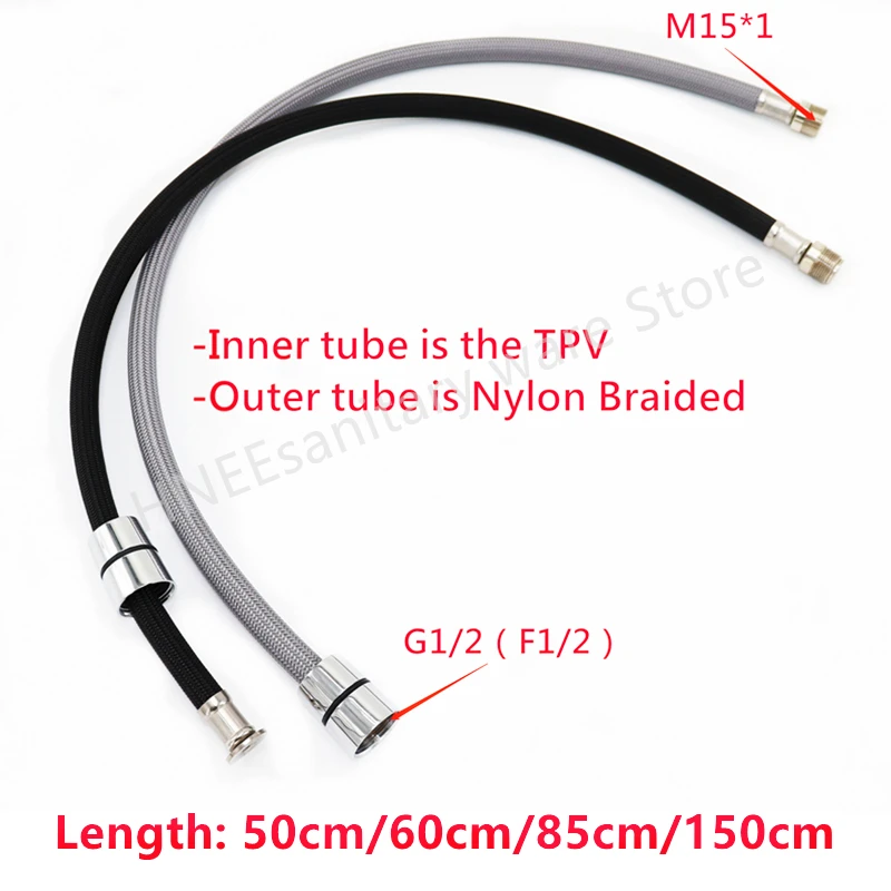 Flexible Hose Braided - 50cm/60cm/85cm/150cm F1/2 M15*1 nylonowy pleciony elastyczny