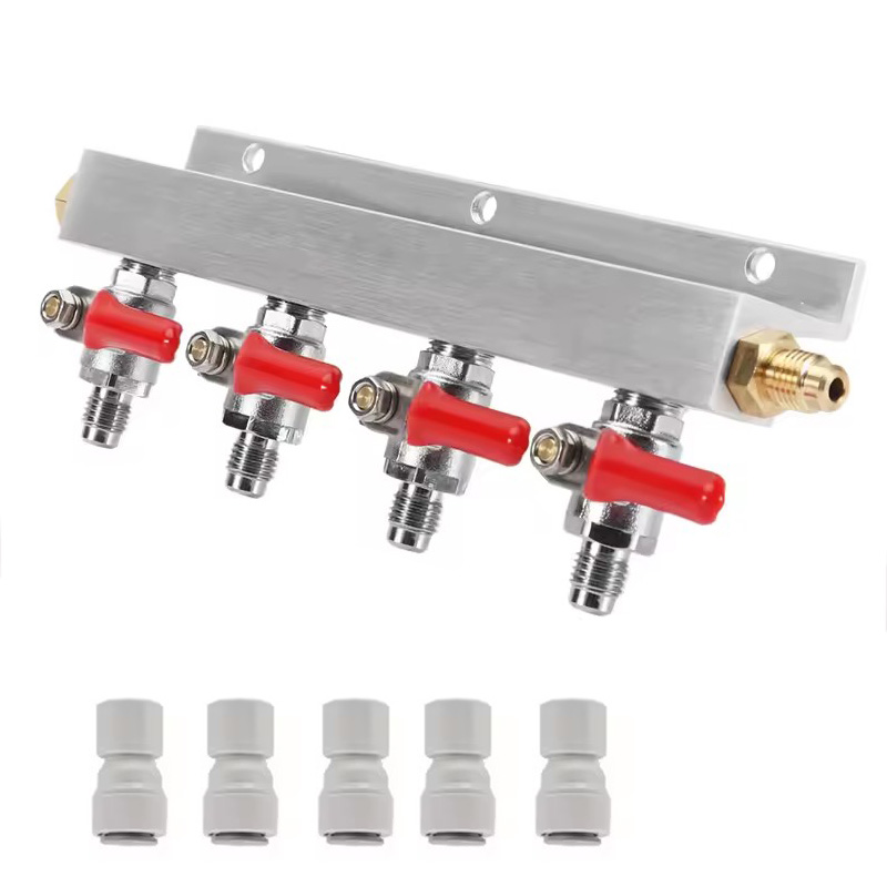 Push Fit Connector - Rozdzielacz gazowy IMAICTUU 4-drożny, kolektor CO2,